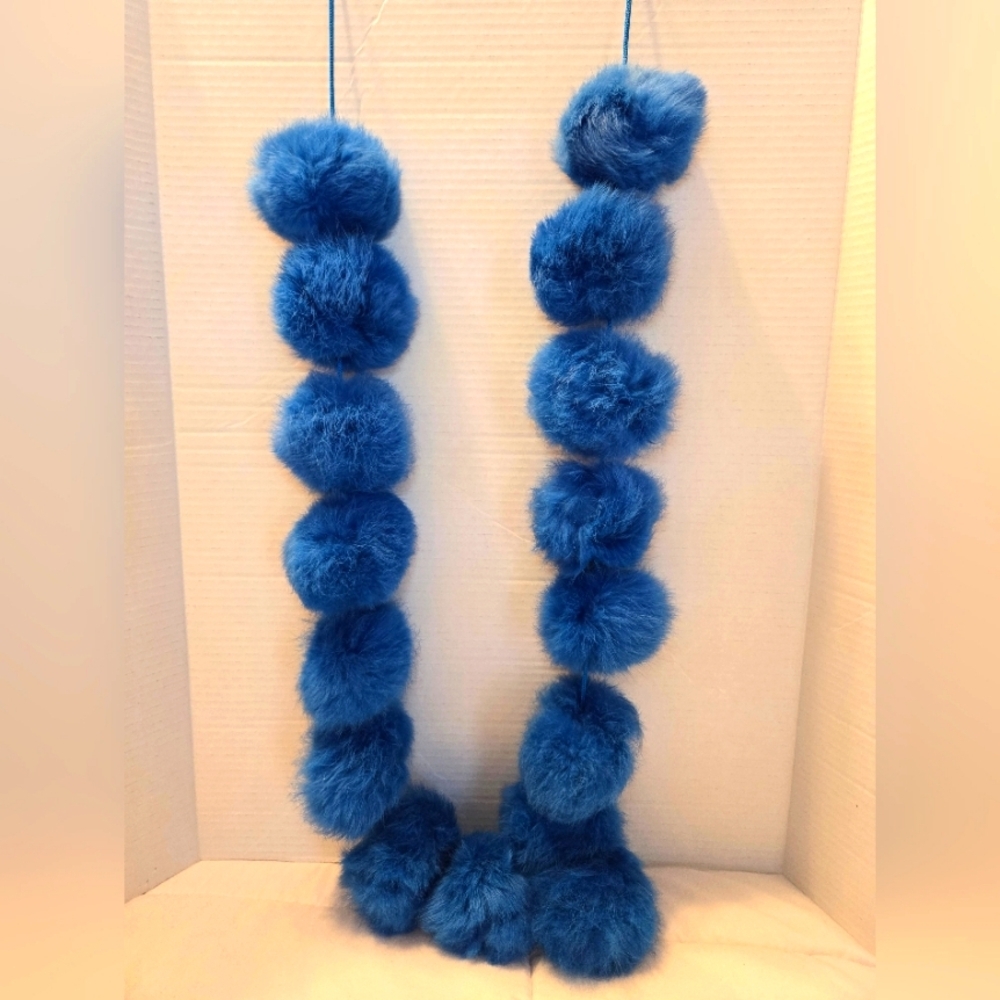 Brat Light Winter Blue, genuine angora pom pom scarf y2k